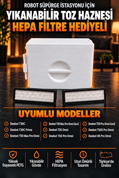Antalya3Dcim Ecovacs Deebot T50 / T30C Serisi Uyumlu Yıkanabilir Yeniden Kull...