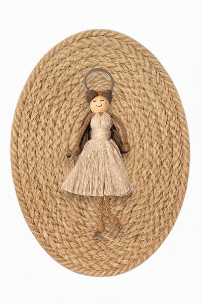 nftart.design Girl in Dress Knitted Macrame Keychain/Bag Ornament