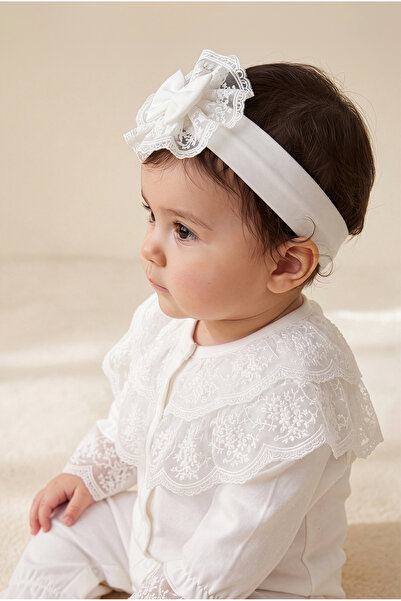 MONTİNA Minik Prenses Beyaz Dantelli %100 Pamuk İnterlok Premium Bebek Tulum ...