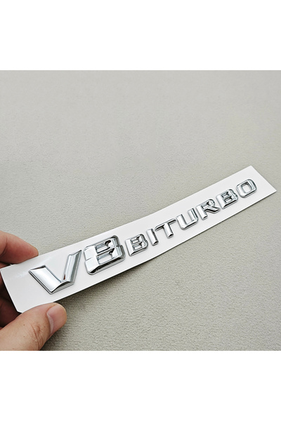 Choice1 Chrome 16 3D ABS Chrome Logo V8 BITURBO Emblem Car Fender Side Badge ...