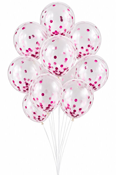 Parti dolabı Pembe Konfetili 10 Adet Şeffaf Balon