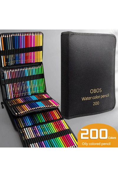 Choice حقيبة تحتوي على 200 لون زيتي 200/120/72/48 أقلام تلوين زيتية/ألوان مائ...