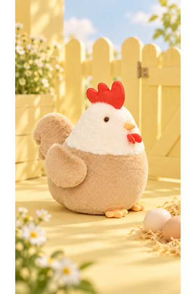 Pufu Toys Tavuk 35 Cm Sevimli Peluş Oyuncak, Hediyelik Oyuncak, Bebek Yastığı