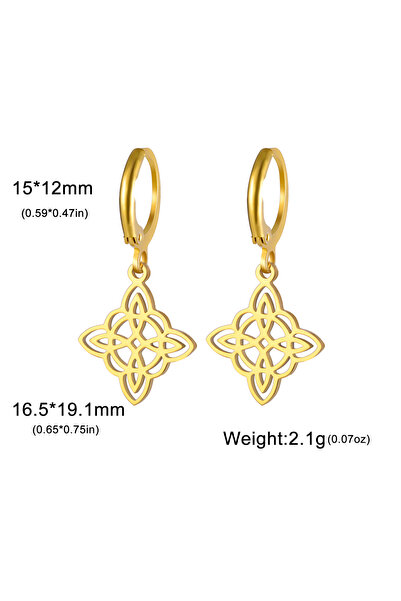 Choice A gold Irish Witch Knot Pendant Earrings Stainless Steel Women's Witch...