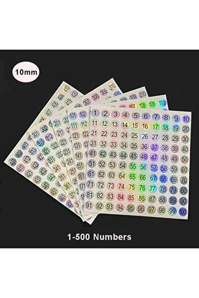 Choice 1-500 5 Sheet(1-500) Laser Number Sticker Label For Nail Polish Color ...
