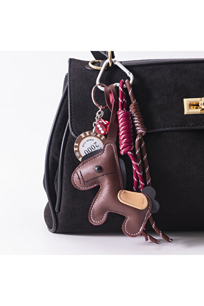 Choice4 coffee 1 Piece Leather Pony Keychain Braided Rope Backpack Pendant Fo...