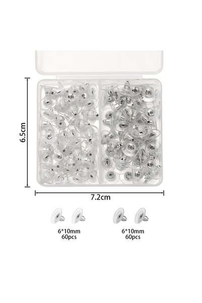 Choice Silver Rhodium 120pcs Boxed Soft Silicone Rubber Earring Back Stoppers...