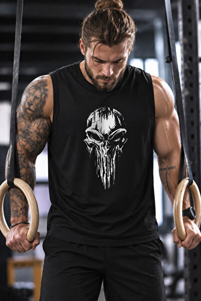 TREND ALİSSE Erkek Spor Atlet- Kuru Kafa Baskılı Sporcu Gym Fitness Atleti