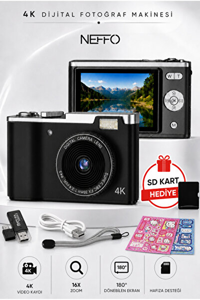 NEFFO Dijital Fotoğraf Makinesi | 48MP | 8X Dijital Zoom | Video & Selfie Des...