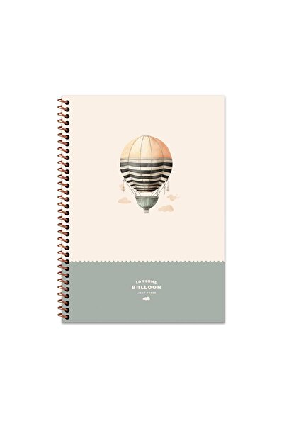 KESKİN COLOR Çizgili Spiralli Sert Kapak Defter La Plume Balloon Mavi 20x28