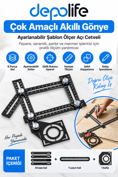 Depolife Multi-Purpose Intelligent Adjustable Mitre Template Measuring Tool A...