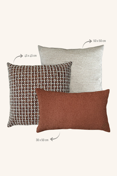Maison Pactole Set of 3 Orange Stuffed Throw Pillows