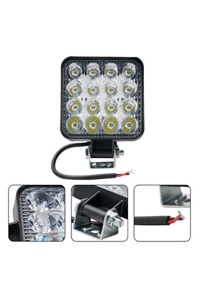Choice1 مصباح عمل LED مربع صغير أبيض اللون، قطعة واحدة، 16 مصباحًا، 48 واط/12...