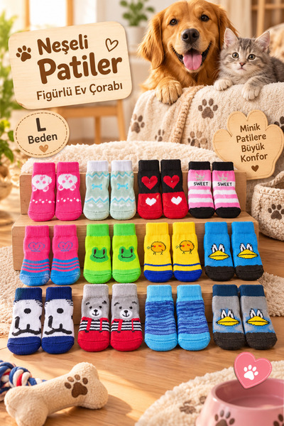 House Bird Cheerful Paws Figured Cotton Home Socks Size L