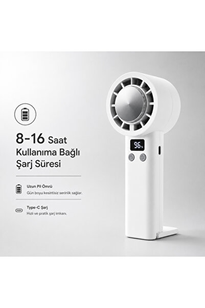 TARÇIN Turbo Mini Fan 199 Kademeli Dijital Göstergeli Katlanabilir Şarjlı El ...