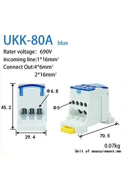 choice2 كتلة طرفية زرقاء اللون UKK-80A لتركيبها على سكة DIN، صندوق توزيع UKK ...