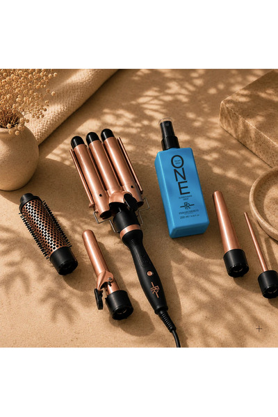 Feranchesco Professional 5 in 1 Hair Styler Curling Wand & Shine Hair Spray f...