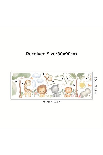 Choice BR93913 Cartoon Cute Lion Elephant Giraffe Tree Forest Animal Wall Sti...