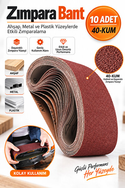 NUBLADO BRO Sonsuz Bant 40 Kum Tank Palet Zımpara Kağıdı 75 x 533 mm (10 ADET).