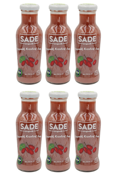 Sade Organik Kızılcık Suyu 250ml 6'lı