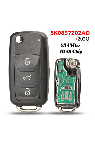 Choice مفتاح ريموت jingyuqin 5K0837202AD/202Q مفتاح ريموت سيارة قابل للطي 434...