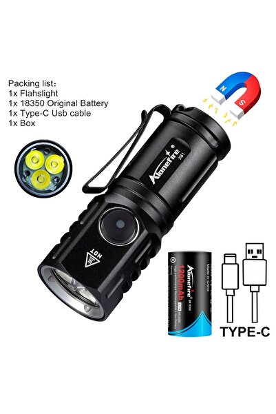 Choice 18350 black White light 6000K 3x Led Mini Palm Small Flashlight Type-C...