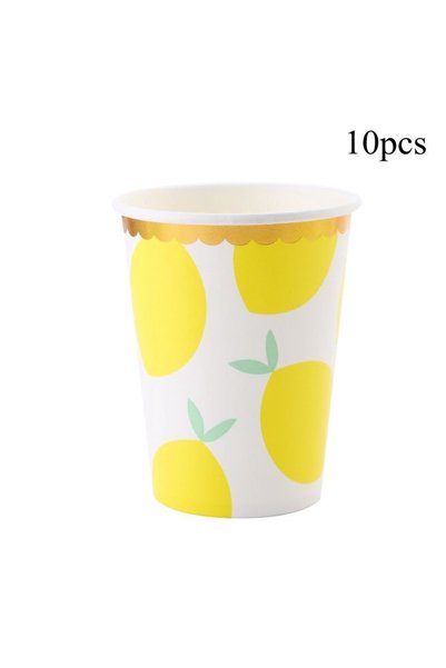 Choice 10pcs cups Lemon Disposable Tableware Paper Cups Plates Cake Toppers f...