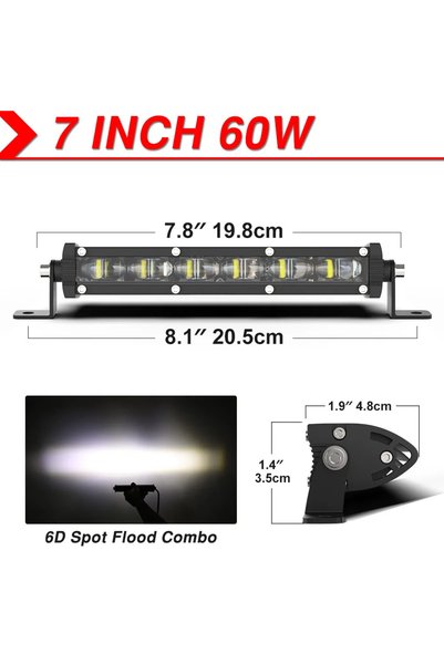 Choice10 6D-7IN-W NAOEVO 4x4 Off road Led Light Bar Super Slim 120W 12V 24V 7...