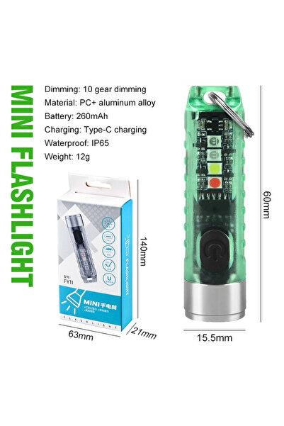 Choice 042SDT-green Multi-function Mini EDC LED Flashlight Portable Keychain ...