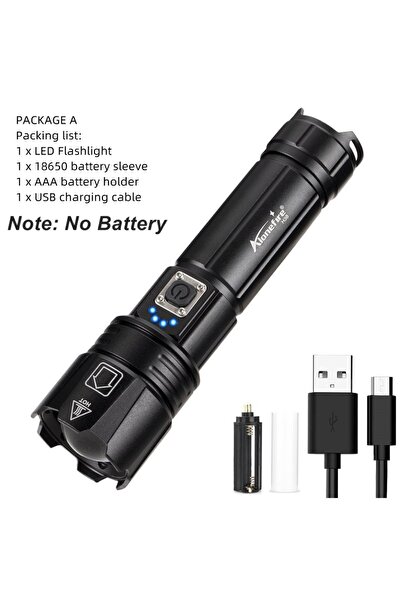 Choice black H38-No Battery 30W Zoom XHP70 LED Most Powerful Flashlight USB R...