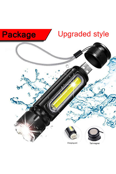 Choice SD-T06 Black A USB T6 Strong Light LED Rechargeable Flashlight Magneti...
