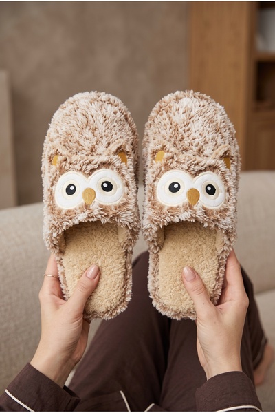 Slipcat Women's Owl Patterned, Soft, Plush, Winter House Slippers