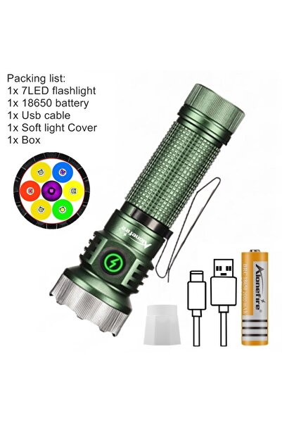 Choice 18650 Green 7xLED High Bright White Red Green Blue UV Light Multipurpo...