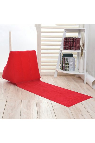 Choice 133x45x48cm red Inflatable Wedge Pillow With Mat PVC Flocking Travel P...