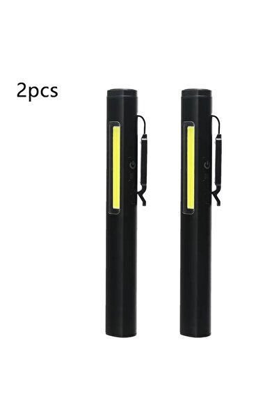 choice2 Black 2PC Mini Portable LED Pen Lamp COB Side Light Bottom Magnet Fla...