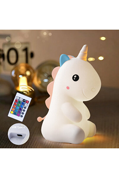 wayawaa Cute unicorn night light, made of silicone, 5V-USB 1200mAh rechargeab...