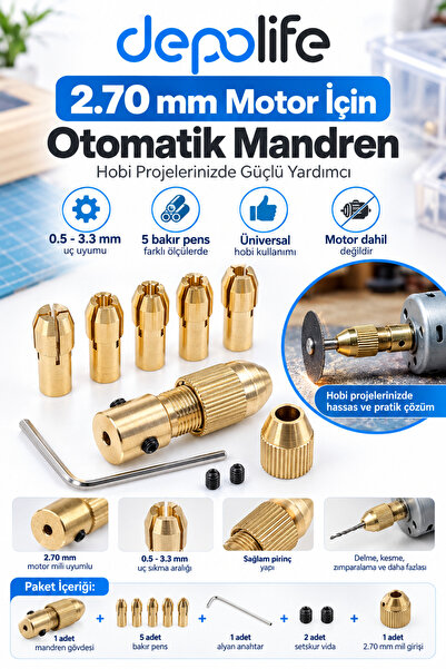 Depolife Motor Için Otomatik Mandren 2.70mm Mil için Üniversal Okul Proje Öde...