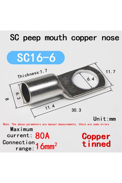 Choice8 10PCS SC16-6 10pcs/lot 16~35mm2 Terminals Wire Welding Cable Connecto...
