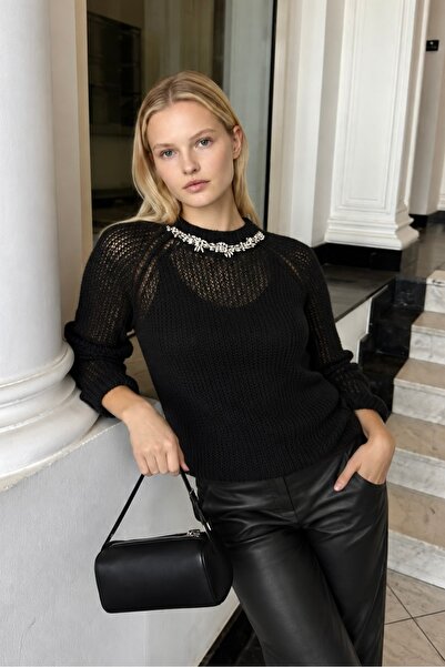lamea Women's Knitwear Sweater - Stone Collar - Soft Texture - Winter Knitwea...