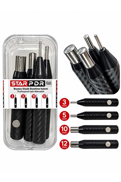 STAR PDR Boyasız Göçük Düzeltme Çelık Uçlu Mıknatıslı Kalem Seti 4 Adet (3MM,...