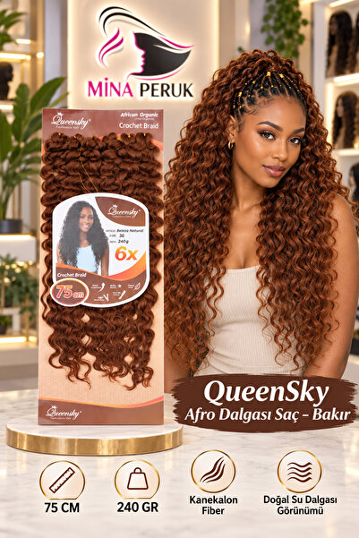 Esperer QueenSky Afro Dalgası Örgü Saçı Bakır – Kanekalon Fiber Sentetik, 75 ...