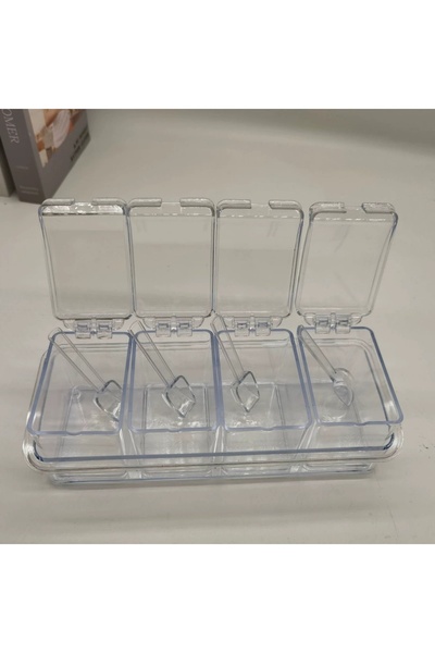 Choice1 Transparent Kitchen Spice Pot 4 Transparent Seasoning Boxes, Storage ...