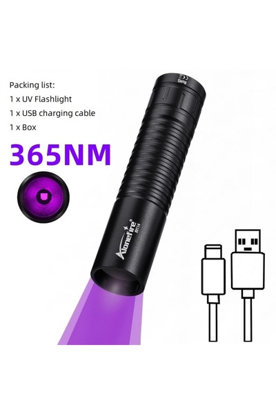 Choice 14500 black 365nm 395/365nm UV Flashlight USB Rechargeable Mini Ultrav...