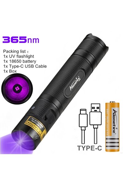 Choice 18650 black 365-10W 10W 365/405nm UV Flashlight USB Rechargeable Ultra...