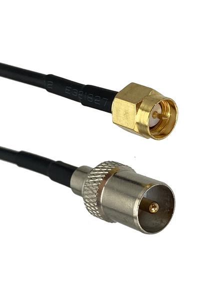 Choice1 3FT (1M) RG174 Cable IEC PAL DVB-T Male Plug to SMA Male Plug Connect...