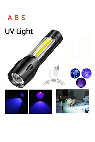 Heinast 1 PCS UV Light Mini LED+COB UV Flashlight with Variable Focus 395/365...