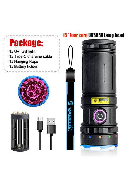 Choice With Battery 15 x four core 15x LED 365nm High Power UV Flashlight Bla...