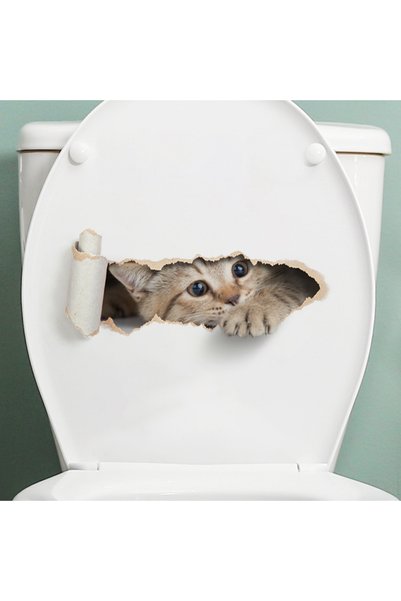 Choice MULTI Torn Peeping Kitten Toilet Sticker 3D Effect Bathroom Toilet Sea...