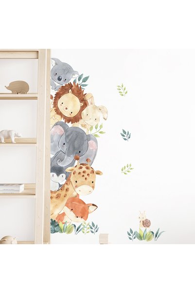 Choice BR93462 2PC Cartoon Cute Africa Animals Wall Stickers Elephant Giraffe...
