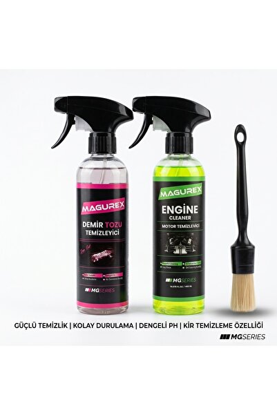 MAGUREX Balata Demir Tozu Jant Temizleyici Seti + Motor Temizleyici + Detay F...